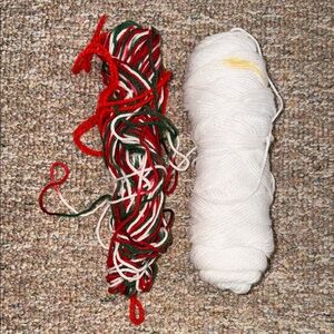 Mixed Yarn Bundle - White and Holiday Red/Green/White